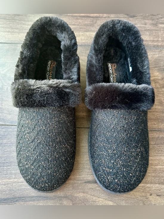 Shoes - Skechers Cozy Lite Sweet Walk Black Sparkle Knit Slippers - Women’s Size 10
